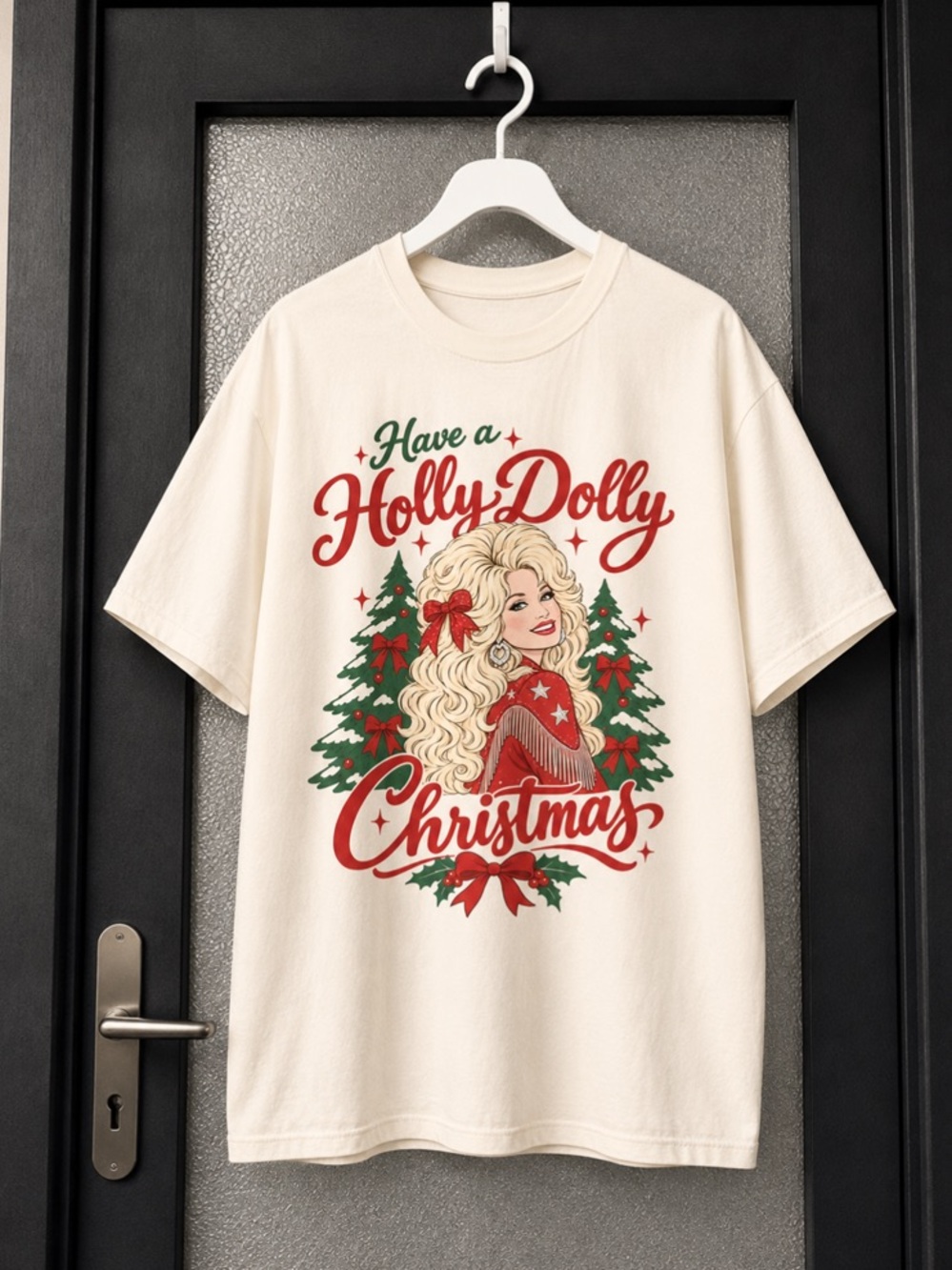 Holly Dolly Parton Christmas OffWhite Graphic T-Shirt
